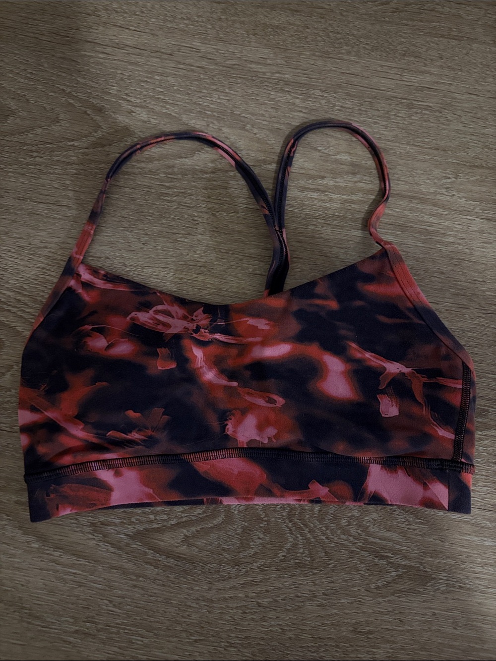 lululemon athletica Red & Black Tie-Dye Strappy Sports Bra